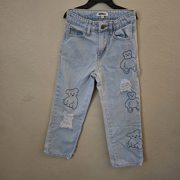 Fashion Nova Blue Cartoon Bear Jeans - Picture 2 of 8